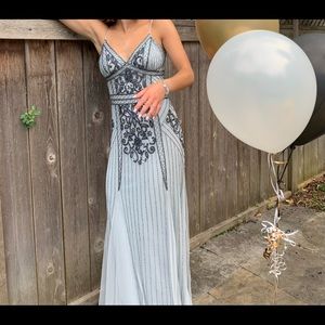 Beaded blue floor length gown